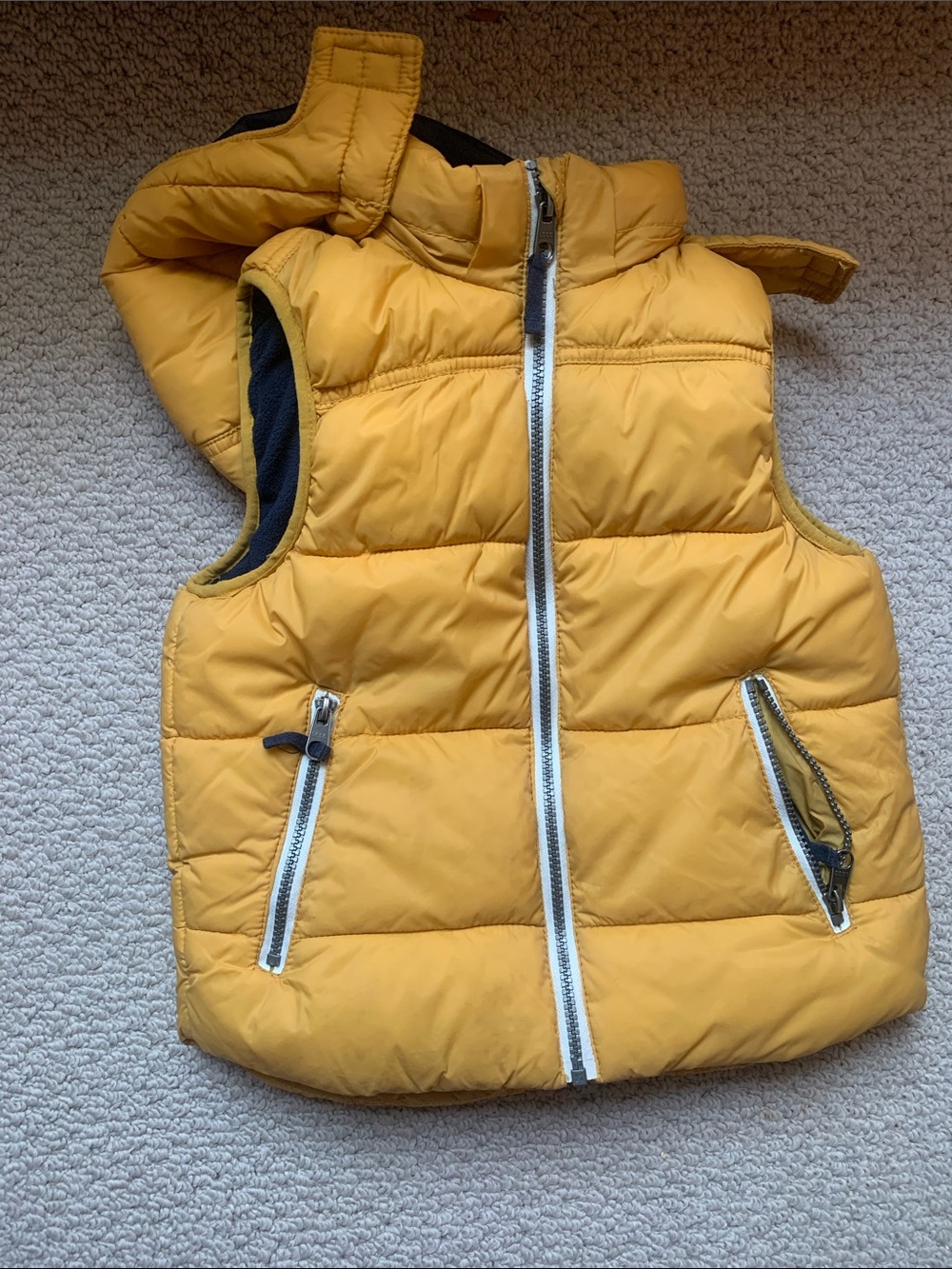 H&M kids Navy & Mustard Hooded Puffer Vest